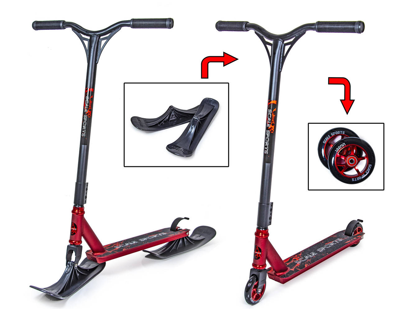 Детский Трюковый самокат-снегоход 2 в 1 Scale Sports Storm. Красный цвет. Колеса + Лыжи + Пегги, Черный
Детский Трюковый самокат-снегоход 2 в 1 Scale Sports Storm. Красный цвет. Колеса + Лыжи + Пегги, Черный