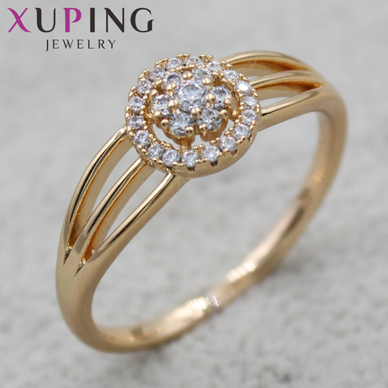 Кольцо золотистого цвета тонкое Xuping Jewelry цветочек в стразах медицинское золото 18K
Кольцо золотистого цвета тонкое Xuping Jewelry цветочек в стразах медицинское золото 18K