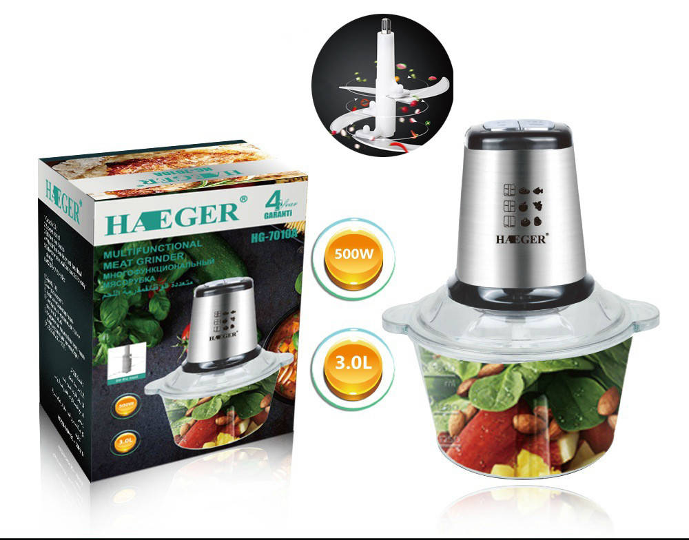 Измельчитель для кухни HAEGER 7010 Стеклянное чаша, 2 режима, 4 ножа, 500 Ватт, 3 литра, Синий
Измельчитель для кухни HAEGER 7010 Стеклянное чаша, 2 режима, 4 ножа, 500 Ватт, 3 литра, Синий