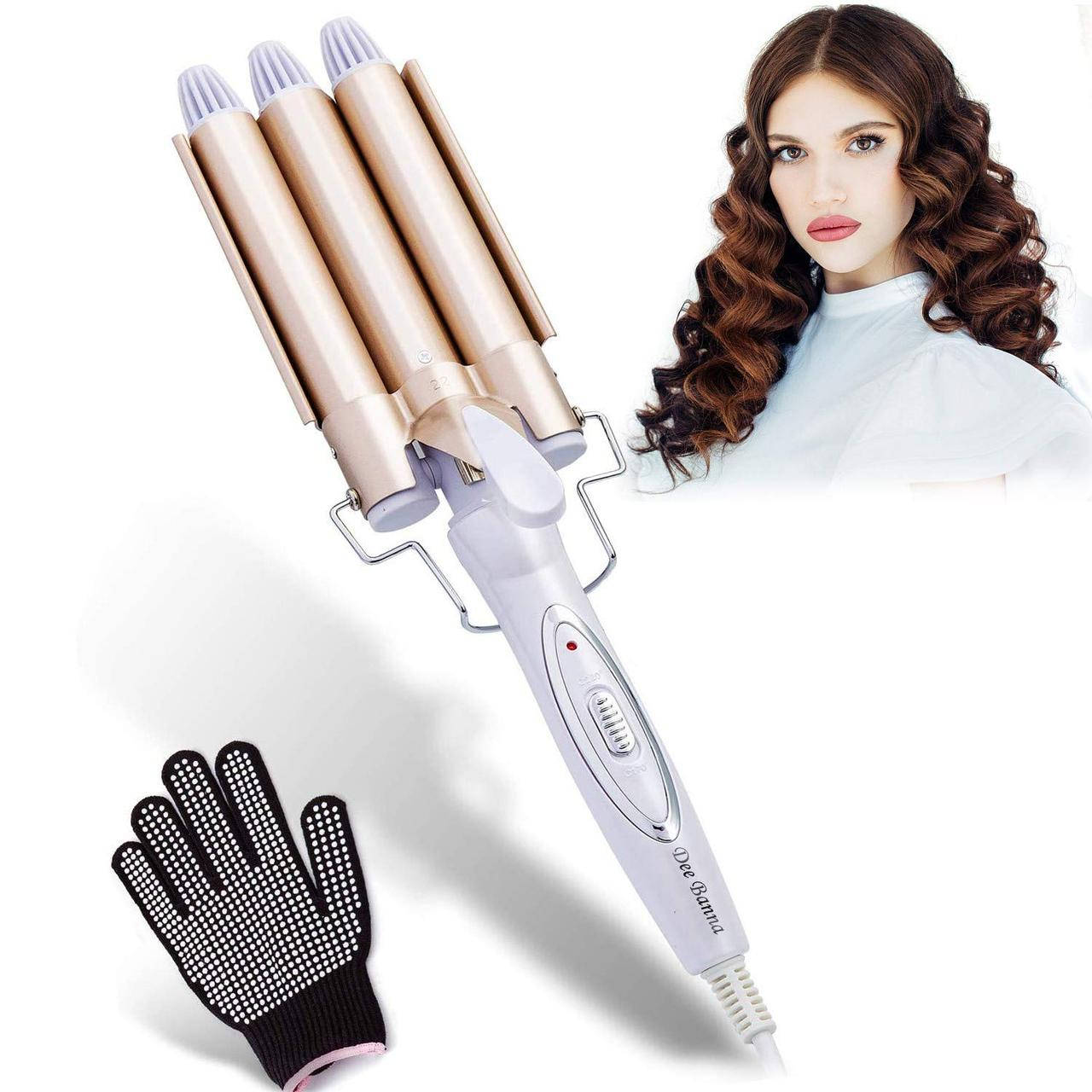 Тройная плойка для завивки волос Dee Banna с керамическим покрытием 
Тройная плойка для завивки волос Dee Banna с керамическим покрытием