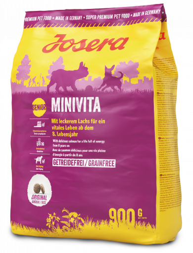 Josera MiniVita 0,9 кг - беззерновой корм с лососем для пожилых и малоактивных собак мелких пород
Josera MiniVita 0,9 кг - беззерновой корм с лососем для пожилых и малоактивных собак мелких пород