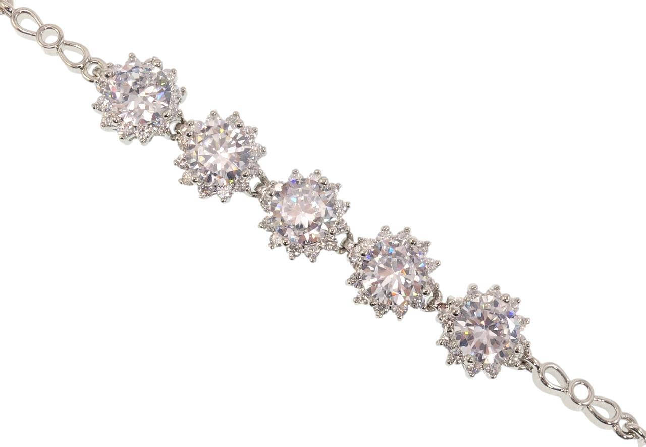 Браслет СМ Родий "Пять кристальных цветочков" размер 19,5см х 4-10мм 
Браслет СМ Родий "Пять кристальных цветочков" размер 19,5см х 4-10мм