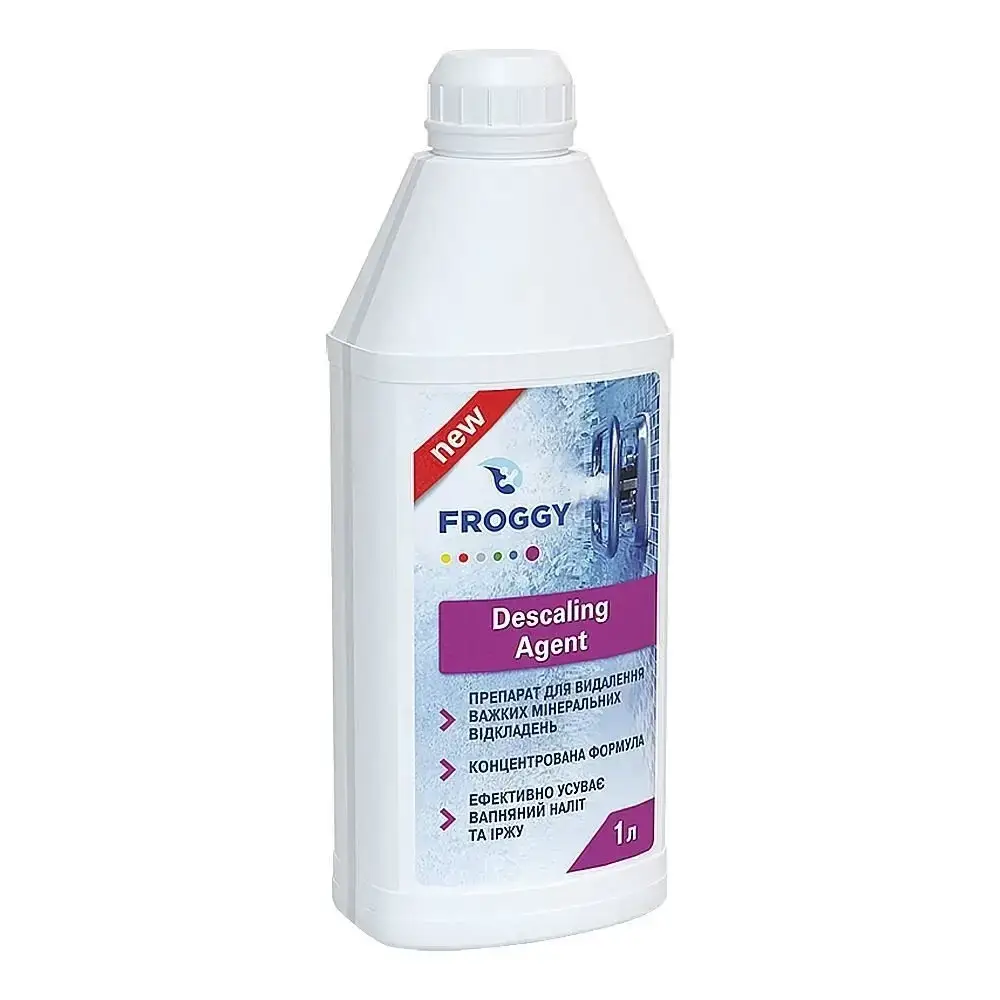 Froggy Descaling Agent (1 л) Для удаления тяжелых минеральных отложений бассейна Фрогги
Froggy Descaling Agent (1 л) Для удаления тяжелых минеральных отложений бассейна Фрогги
