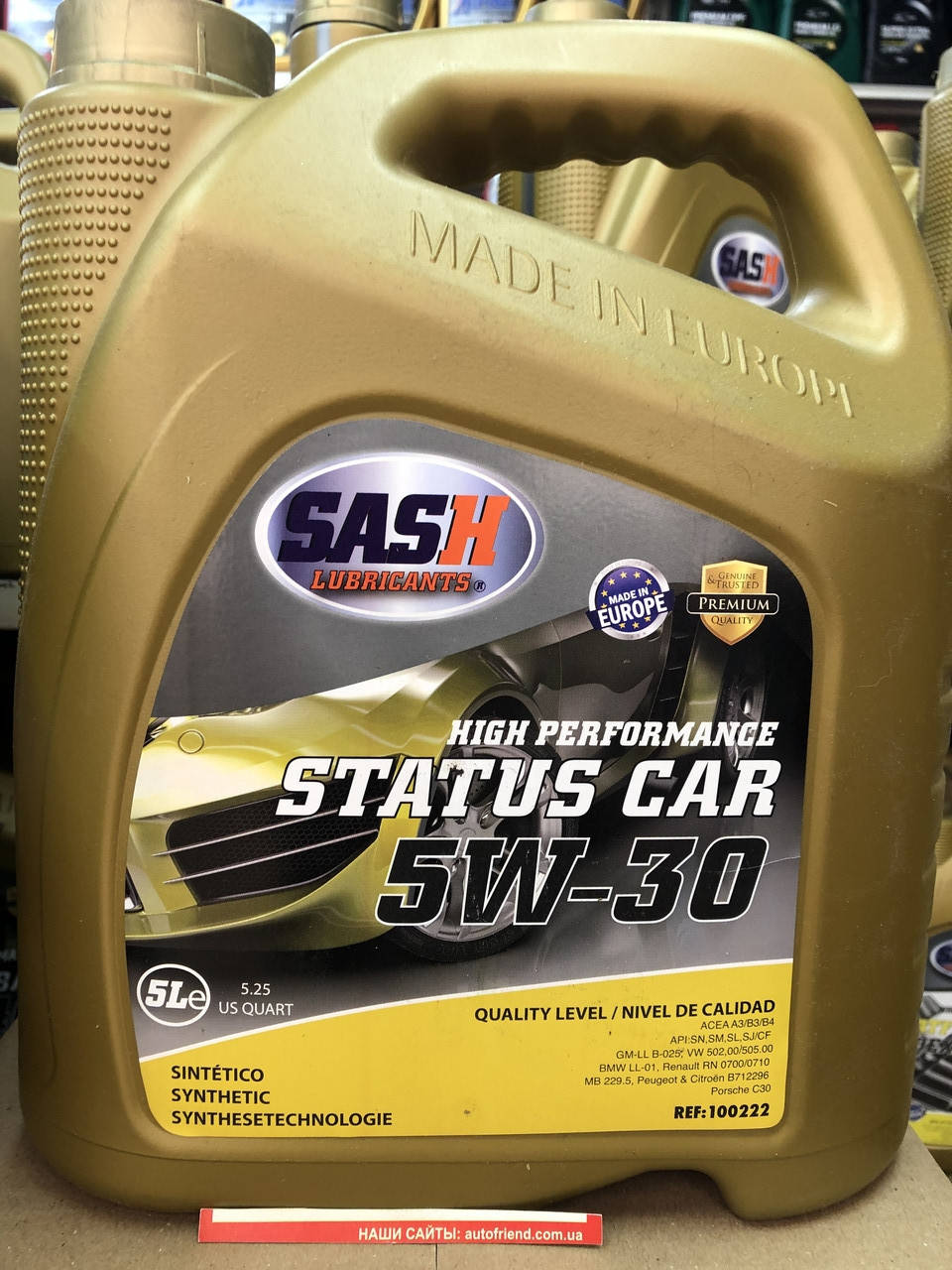 SASH STATUS CAR 5W-30 5л моторное масло
SASH STATUS CAR 5W-30 5л моторное масло