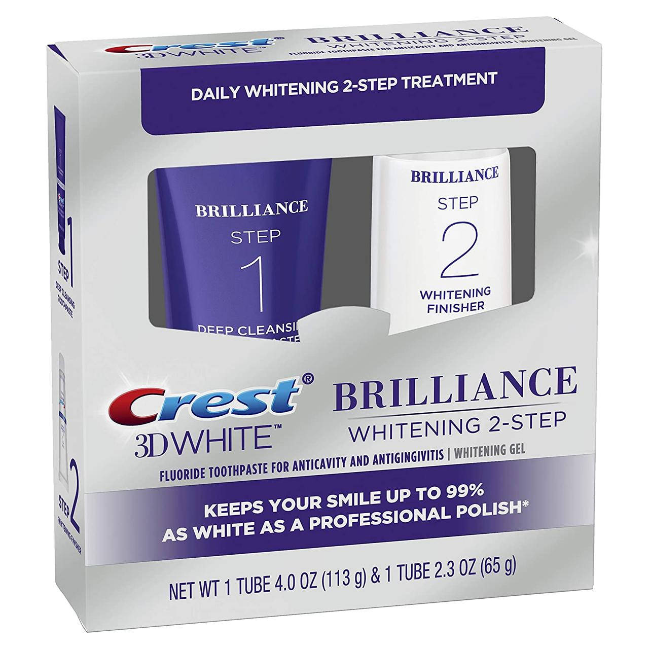 Двухуровневая система отбеливания зубов Crest 3D White Brilliance Daily Cleansing Toothpaste and Whitening Gel
Двухуровневая система отбеливания зубов Crest 3D White Brilliance Daily Cleansing Toothpaste and Whitening Gel