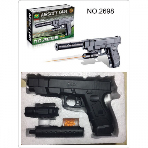Детский Пистолет с Глушителем и Лазером Пульки, Черный
Детский Пистолет с Глушителем и Лазером Пульки, Черный