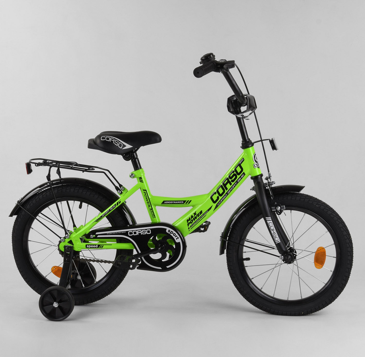 Велосипед детский CORSO MAX POWER 16" CL-16519, Зелёный 
Велосипед детский CORSO MAX POWER 16" CL-16519, Зелёный