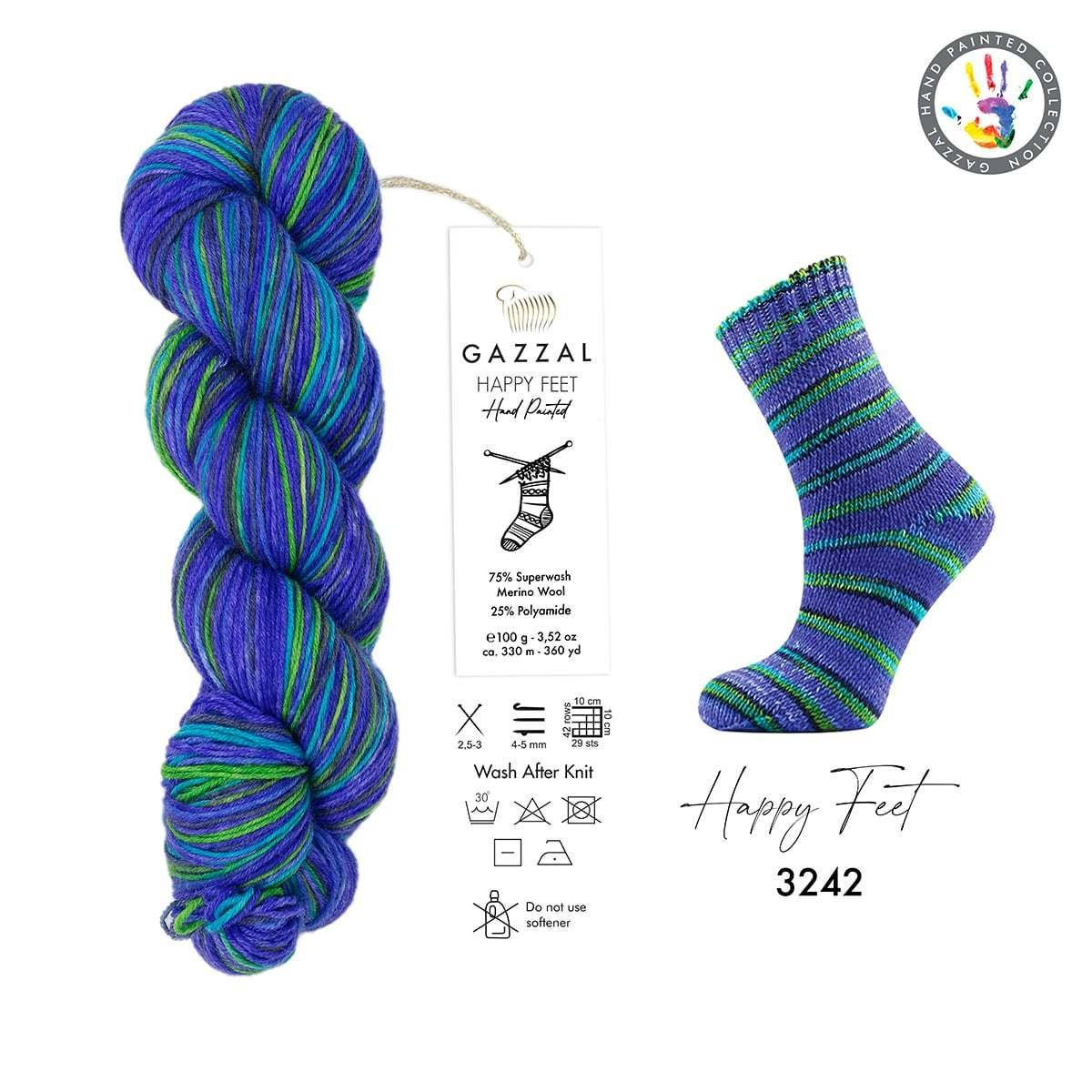 Gazzal Happy Feet (Газзал Хеппи Фит) № 3242 (Пряжа для носков, мериносовая шерсть, нитки для вязания), Разные цвета
Gazzal Happy Feet (Газзал Хеппи Фит) № 3242 (Пряжа для носков, мериносовая шерсть, нитки для вязания), Разные цвета