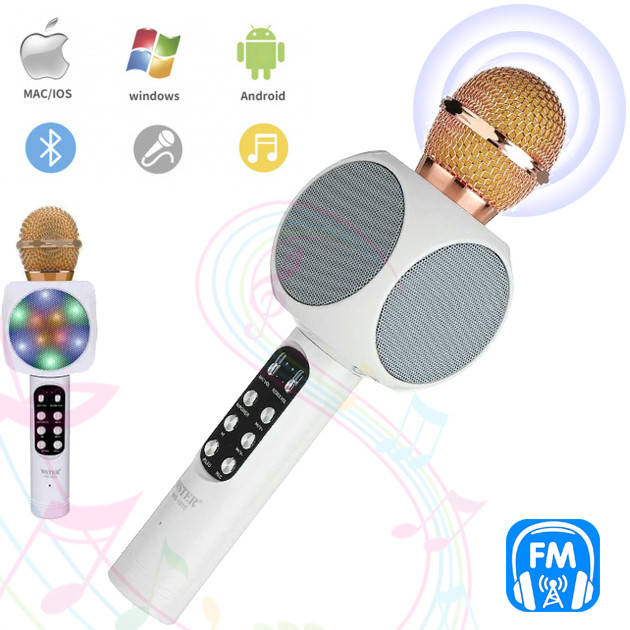 Детский Беспроводной микрофон караоке Wster WS-1816 с bluetooth динамиком светящийся Белый STR
Детский Беспроводной микрофон караоке Wster WS-1816 с bluetooth динамиком светящийся Белый STR