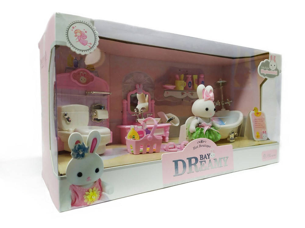 Мебель для фигурок Yasini 6620 Bathroom с зайкой