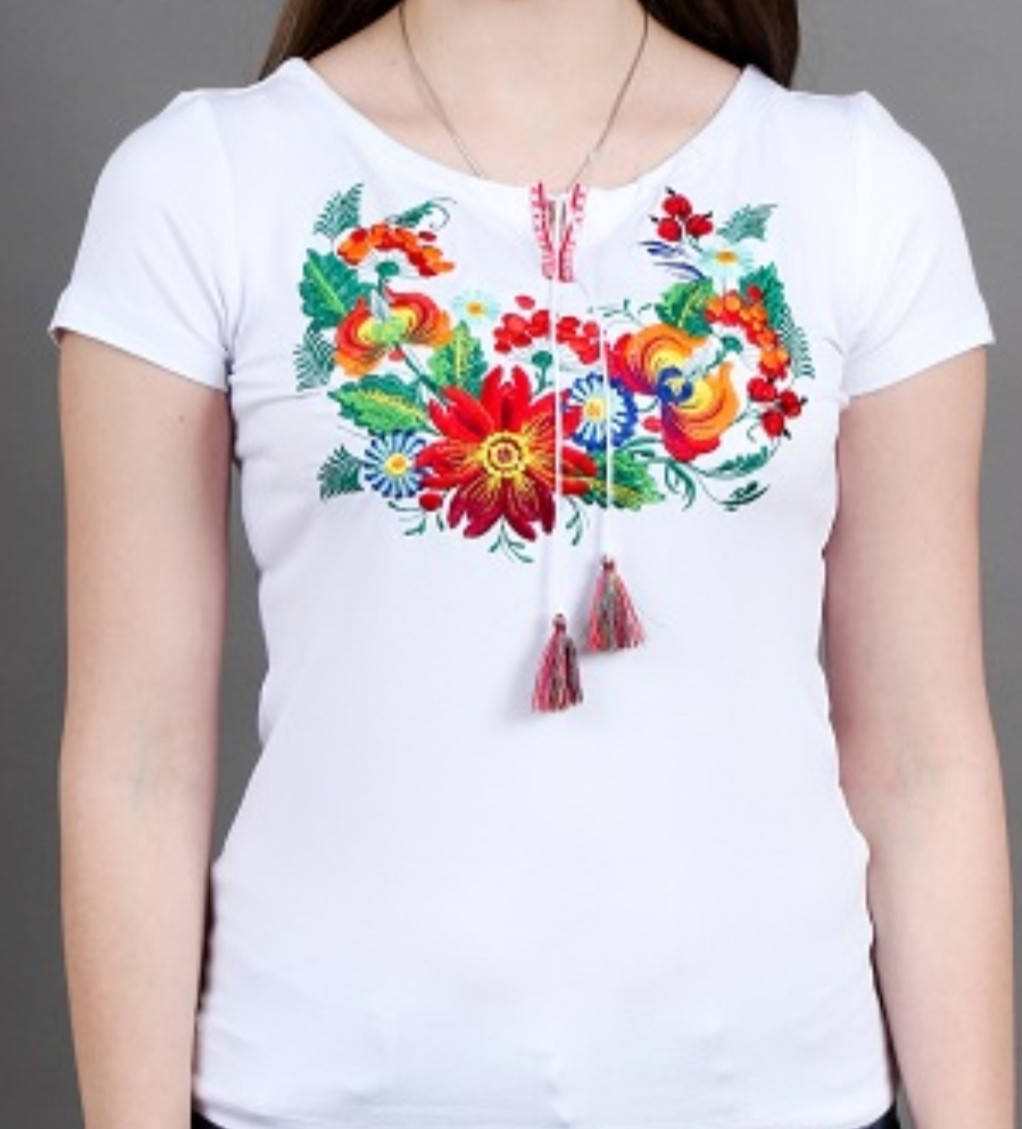 Трикотажная женская вышитая футболка "Петриківка 2" S-2XL рр
Трикотажная женская вышитая футболка "Петриківка 2" S-2XL рр