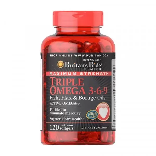 Омега 3 6 9 Puritan's Pride Maximum Strength Triple Omega 3-6-9 Fish, Flax & Borage Oils 120 softgels
Омега 3 6 9 Puritan's Pride Maximum Strength Triple Omega 3-6-9 Fish, Flax & Borage Oils 120 softgels