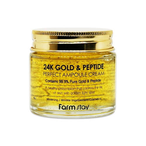 Антивозрастной крем с золотом и пептидами FarmStay 24K Gold & Peptide Perfect Ampoule Cream
Антивозрастной крем с золотом и пептидами FarmStay 24K Gold & Peptide Perfect Ampoule Cream