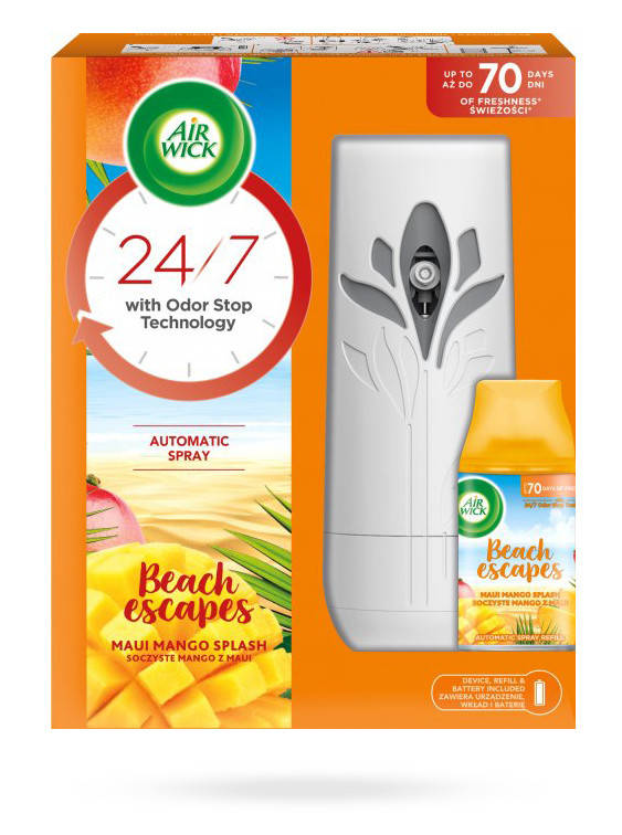 Автоматический освежитель воздуха Air Wick Freshmatic Life Scents + сменный блок Сочный манго 250 мл
Автоматический освежитель воздуха Air Wick Freshmatic Life Scents + сменный блок Сочный манго 250 мл