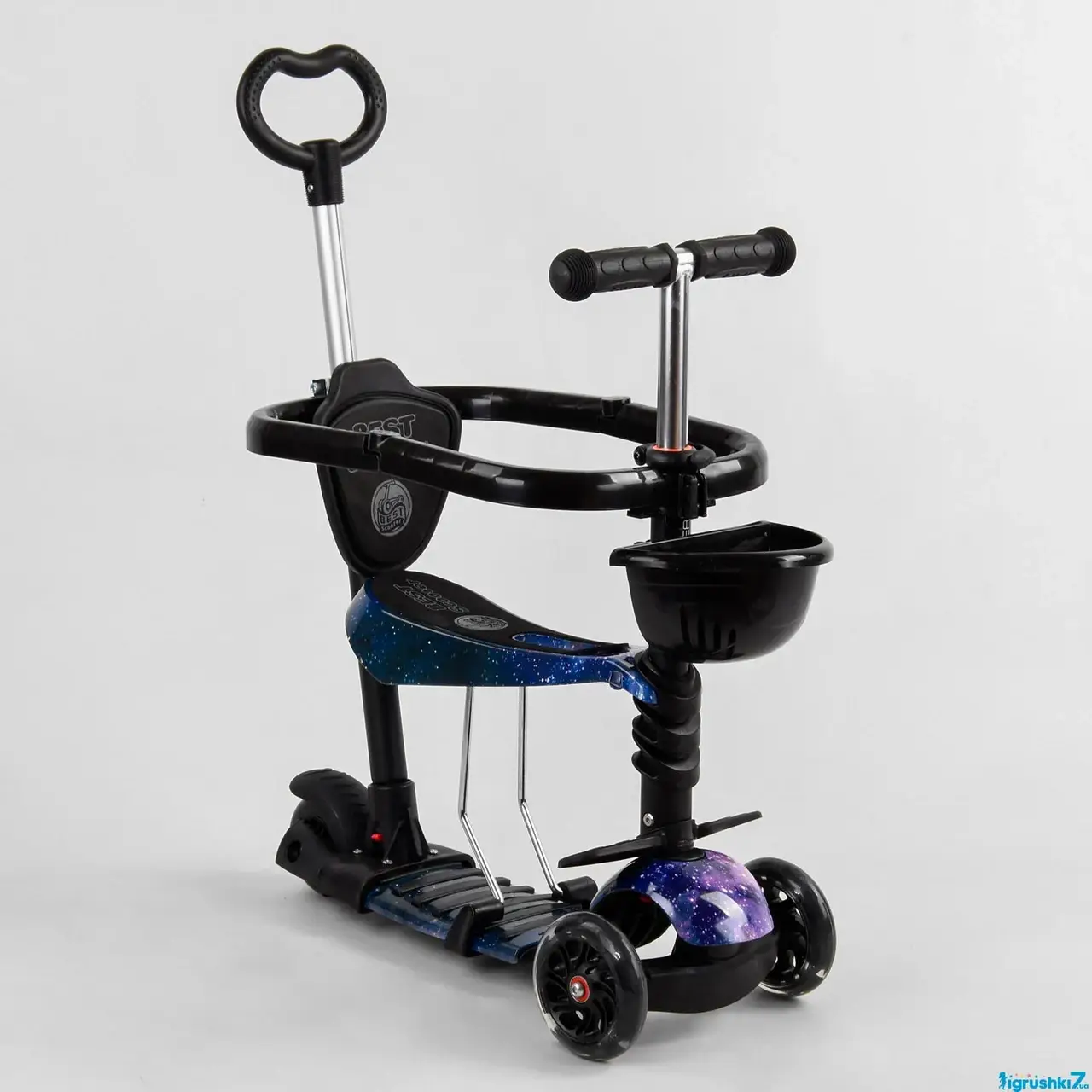 Самокат 5в1 Best Scooter с защитным бампером, колеса PU 120 мм с подсветкой, родительская ручка, сиденье, Черный
Самокат 5в1 Best Scooter с защитным бампером, колеса PU 120 мм с подсветкой, родительская ручка, сиденье, Черный