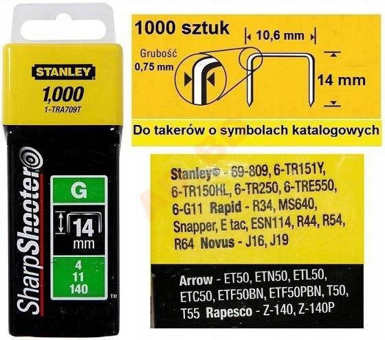 Скоби для степлера професійні типу "G" Stanley 14 мм арт.1-TRA709T