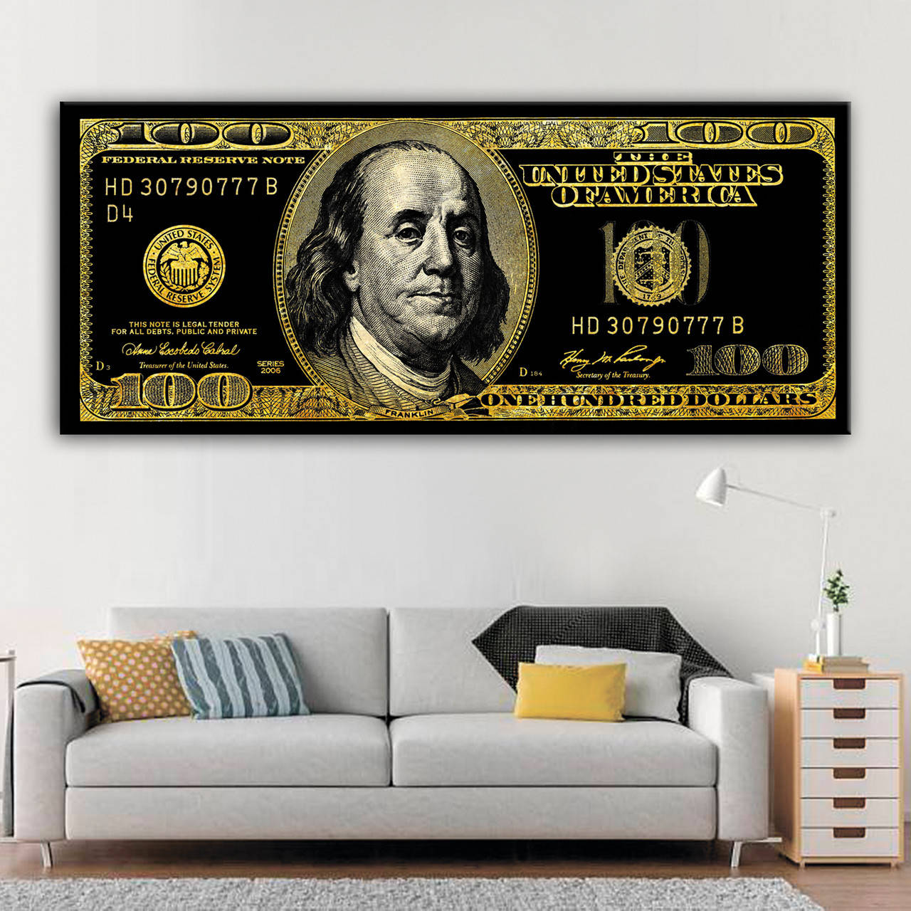 Картина с купюрой сто долларов,черная 82, 30
Картина с купюрой сто долларов,черная 82, 30