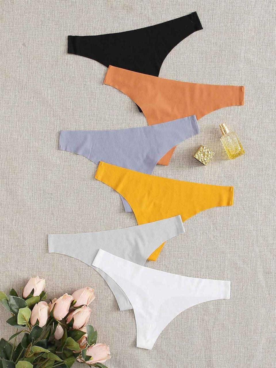 Бесшовные стринги в рубчик S-XL, Белый 
Бесшовные стринги в рубчик S-XL, Белый