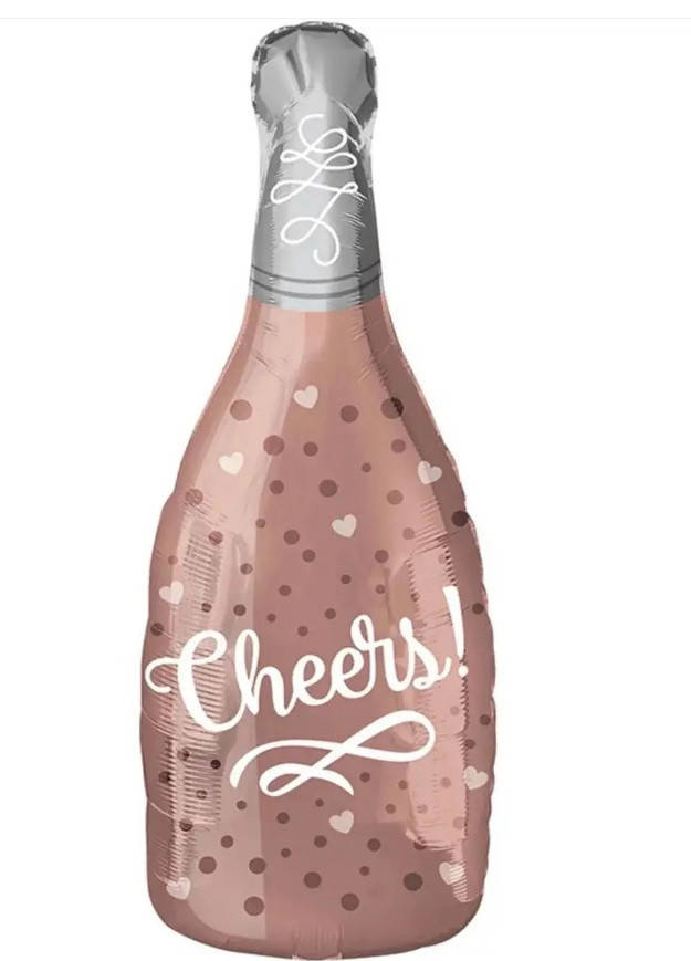 Фольгированный шар большая фигура Бутылка шампанского Cheers 90х47см Китай, Розовое золото
Фольгированный шар большая фигура Бутылка шампанского Cheers 90х47см Китай, Розовое золото