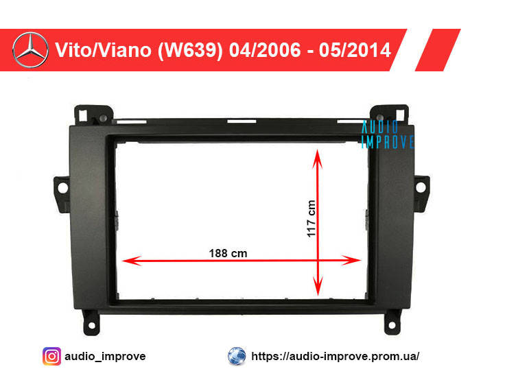 Перехідна рамка 2 Din ACV Mercedes-Benz Vito/Viano (W639) 04/2006 - 05/2014 Перехідна рамка
Перехідна рамка 2 Din ACV Mercedes-Benz Vito/Viano (W639) 04/2006 - 05/2014 Перехідна рамка