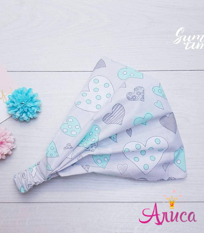 Косынка детская хлопковая "Сердечки мятно- серые" l, Разные цвета 
Косынка детская хлопковая "Сердечки мятно- серые" l, Разные цвета