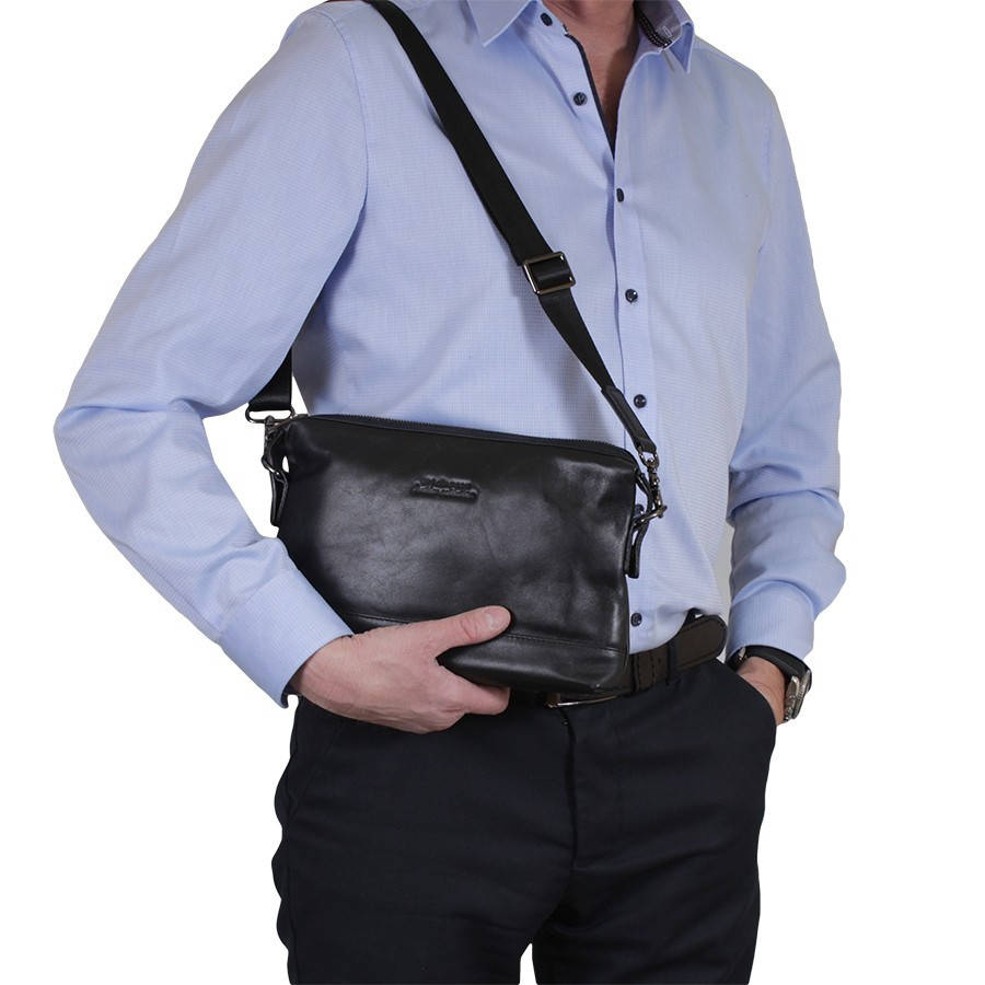 Мужская сумка барсетка через плечо из натуральной кожи De Esse Черная LC82718-1, Черный 
Мужская сумка барсетка через плечо из натуральной кожи De Esse Черная LC82718-1, Черный