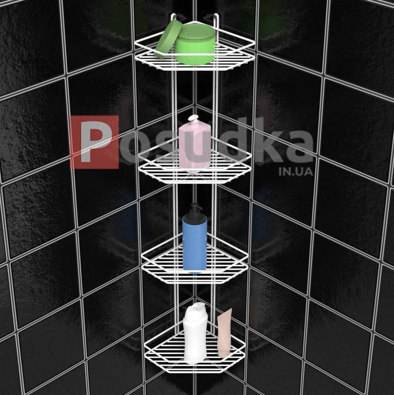 Полка угловая для ванной комнаты из проволоки 20 см четырех ярусная белая
Полка угловая для ванной комнаты из проволоки 20 см четырех ярусная белая