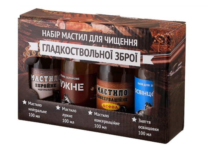 Набор ружейных масел для Гладкоствольного оружия, ружья (масло нейтральное, щелочное, консервация, освинцовка)
Набор ружейных масел для Гладкоствольного оружия, ружья (масло нейтральное, щелочное, консервация, освинцовка)