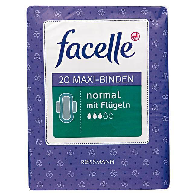Facelle Maxi-Binden normal mit Flügeln - Женские гигиенические прокладки Макси с крылышками, 3 капли, 20 штук
Facelle Maxi-Binden normal mit Flügeln - Женские гигиенические прокладки Макси с крылышками, 3 капли, 20 штук