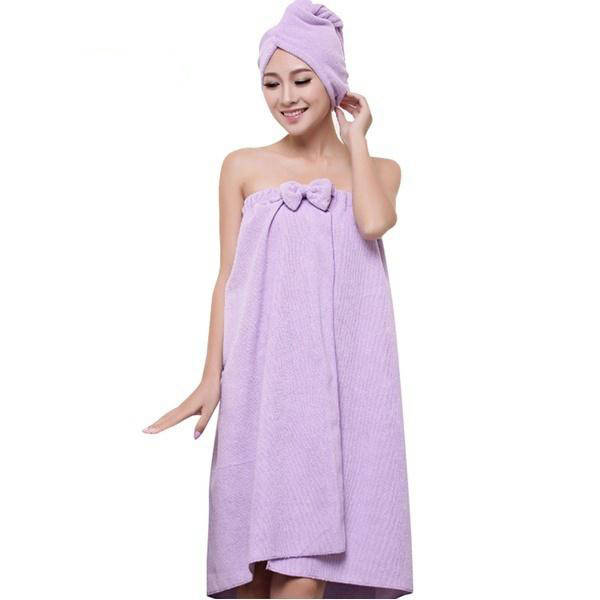 Банное полотенце халат набор для сауны и бани с чалмой полотенце для волос Парео Килт женский на липучке, Сиреневый 
Банное полотенце халат набор для сауны и бани с чалмой полотенце для волос Парео Килт женский на липучке, Сиреневый