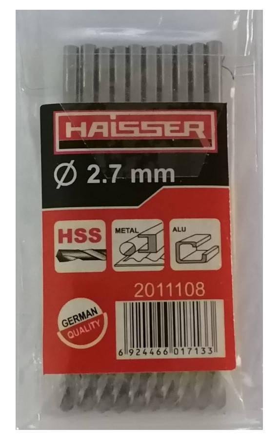 Сверло по металлу 2.7х33х61 мм цилиндрический хвостовик (DIN 338), HAISSER (HS101029/2011108)
Сверло по металлу 2.7х33х61 мм цилиндрический хвостовик (DIN 338), HAISSER (HS101029/2011108)