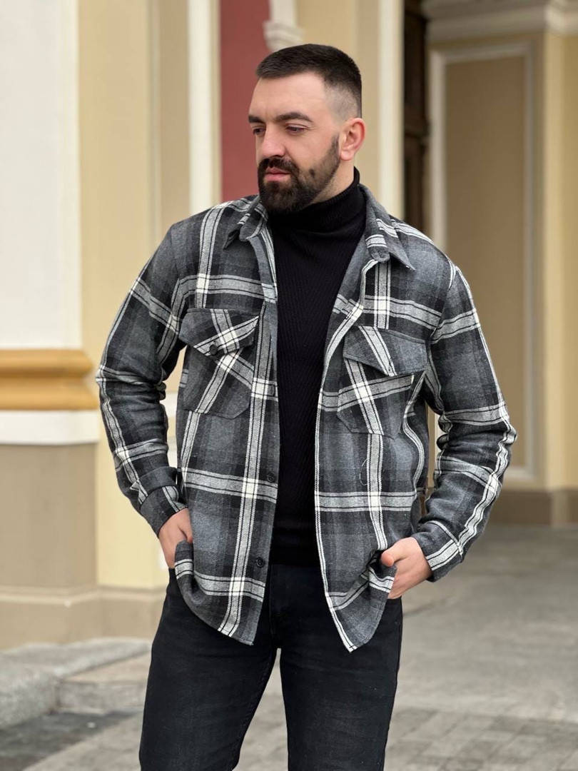 Мужская Теплая рубашка принт