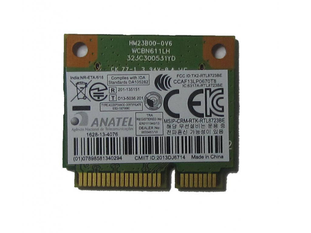 Wi-fi+BT модуль HalfSize Mini pcie Realtek RTL8723BE (1 антенна!) 802.11 b,g,n , 150Mbps
Wi-fi+BT модуль HalfSize Mini pcie Realtek RTL8723BE (1 антенна!) 802.11 b,g,n , 150Mbps