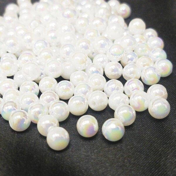 (20 грамм) АВ Жемчуг бусины пластик Ø6мм Sindtex (190-200шт) Цвет - Белый (СИНДТЕКС-1884)