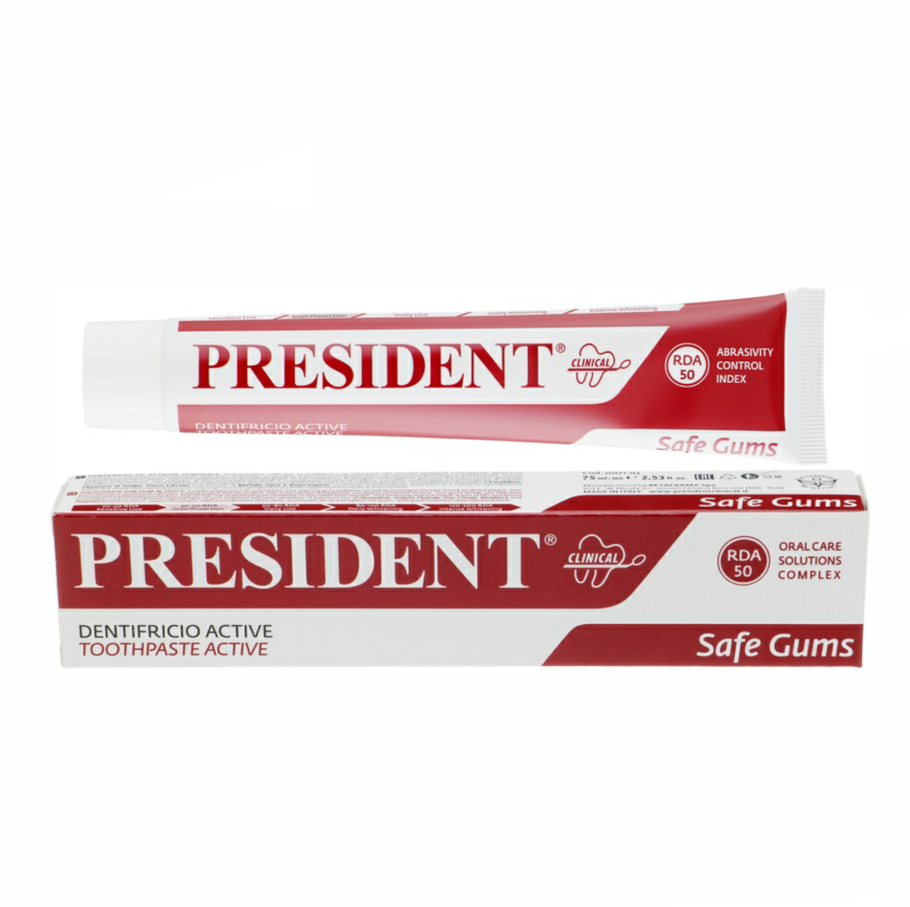 Зубная паста PRESIDENT ACTIVE SAFE GUMS защита десен 75 мл 
Зубная паста PRESIDENT ACTIVE SAFE GUMS защита десен 75 мл