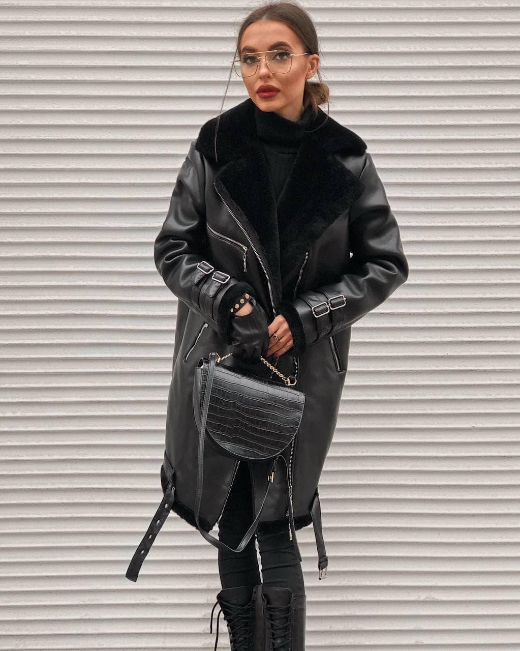 Дубленка Авиатор, Черная эко-кожа 90 см S-M, Черный
Дубленка Авиатор, Черная эко-кожа 90 см S-M, Черный