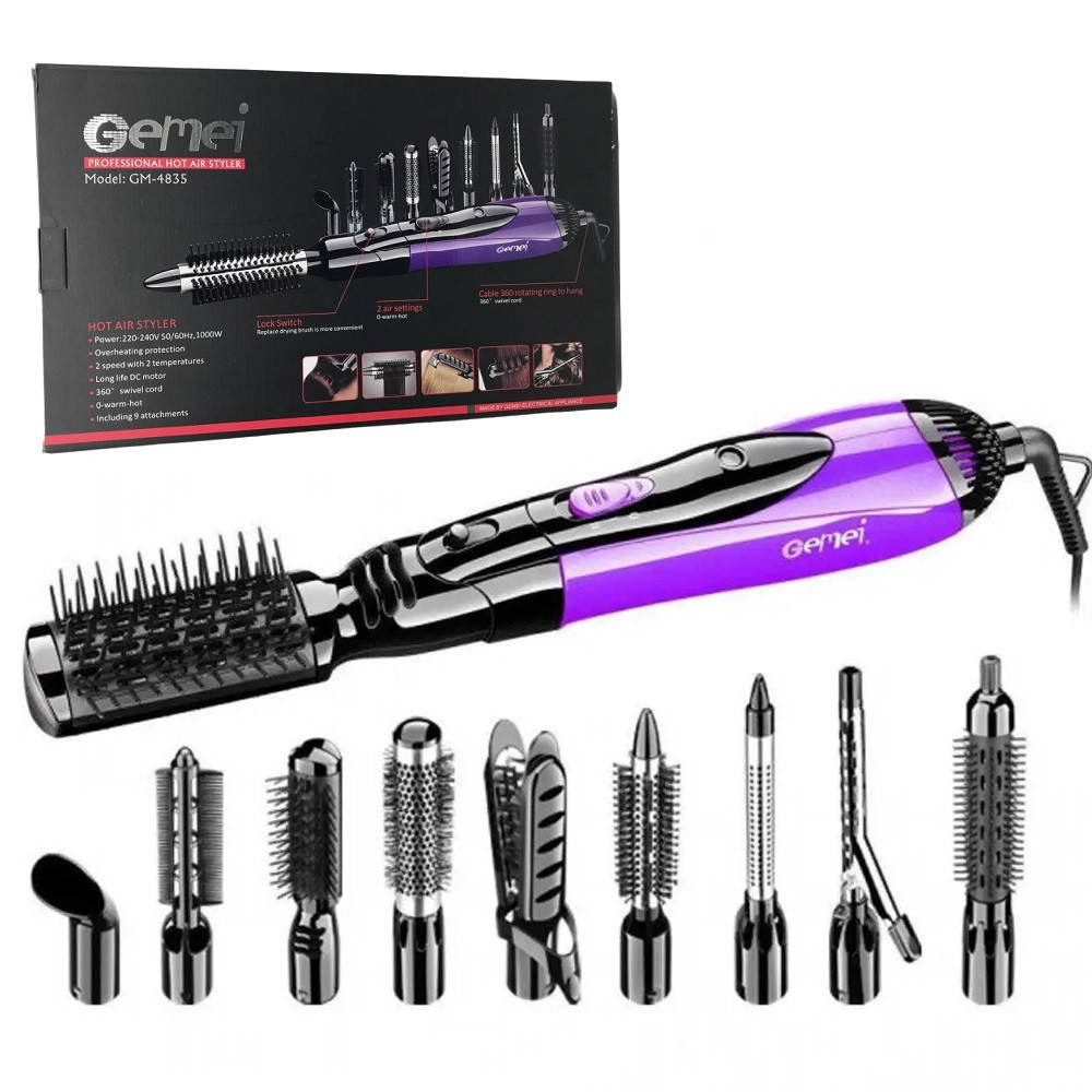 Воздушный фен-стайлер для волос 10в1 Gemei Professional Hot Air Styler Фиолетовый / Универсальный фен для волос Фиолетовый
Воздушный фен-стайлер для волос 10в1 Gemei Professional Hot Air Styler Фиолетовый / Универсальный фен для волос Фиолетовый