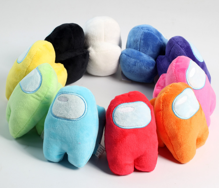 Мягкая игрушка Амонг Ас с пишалкой (цвет на выбор) Космонавты-персонажы игры Амонг Ас Among Us Высота 10 см.