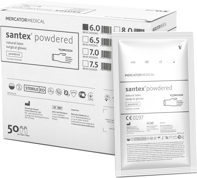 Перчатки латексные хирургические стерильные Mercator santex powdered EO припудренные (Белые) 50 пар M (7.0), Белый
Перчатки латексные хирургические стерильные Mercator santex powdered EO припудренные (Белые) 50 пар M (7.0), Белый