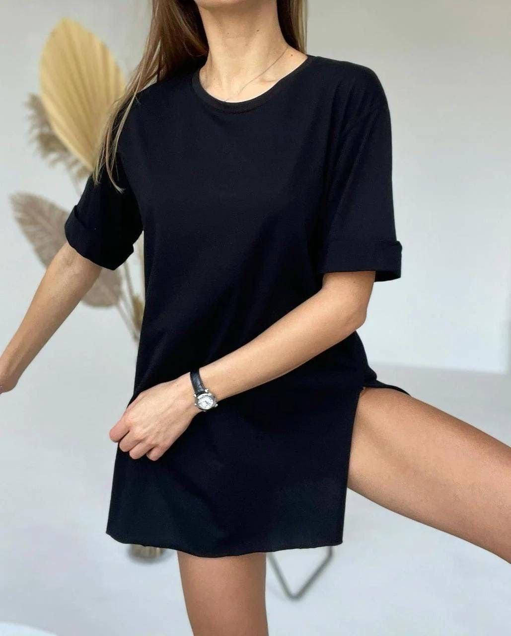 Женская однотонная футболка oversize удлиненная (чёрная, белая, бежевая, желтая, лаванда) с разрезами, Черный
Женская однотонная футболка oversize удлиненная (чёрная, белая, бежевая, желтая, лаванда) с разрезами, Черный