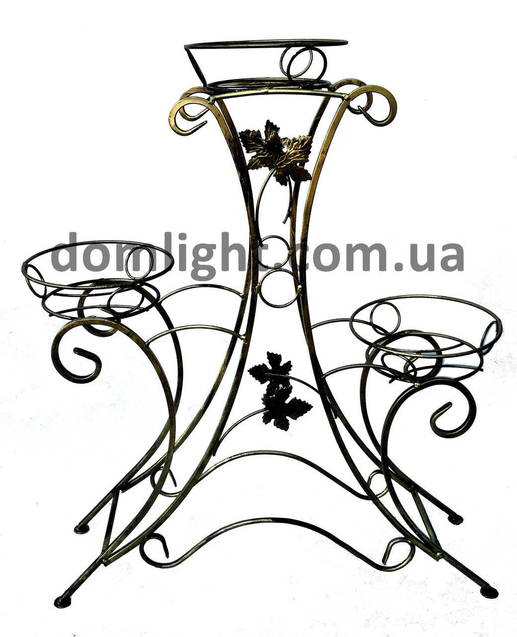 Подставка для цветов и вазонов напольная металлическая кованая на три вазона Ц030