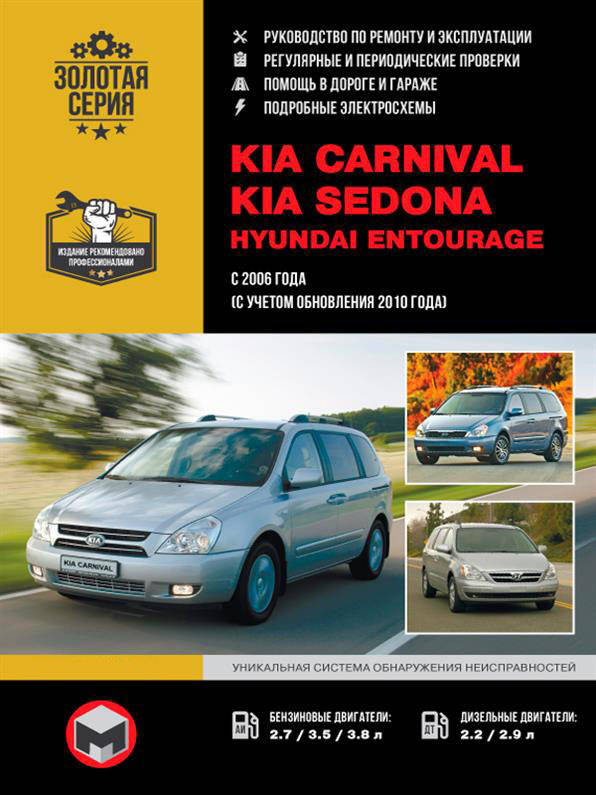 Книга на Kia Carnival / Sedona и Hyundai Entourage с 2006 года (Киа Карнивал и Седона / Хюндай Энтураж)
Книга на Kia Carnival / Sedona и Hyundai Entourage с 2006 года (Киа Карнивал и Седона / Хюндай Энтураж)