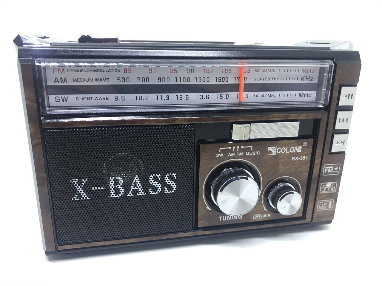 Радиоприемник GOLON RX-381 MP3, USB + фонарик
Радиоприемник GOLON RX-381 MP3, USB + фонарик