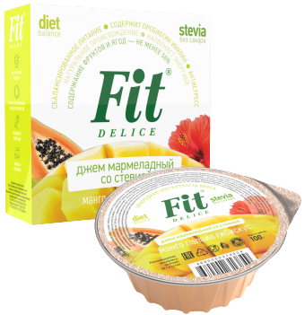 Джем мармеладный со стевией ФитПарад Fit Delice вкус Манго-Папайя-Гибискус (100 грамм)
Джем мармеладный со стевией ФитПарад Fit Delice вкус Манго-Папайя-Гибискус (100 грамм)