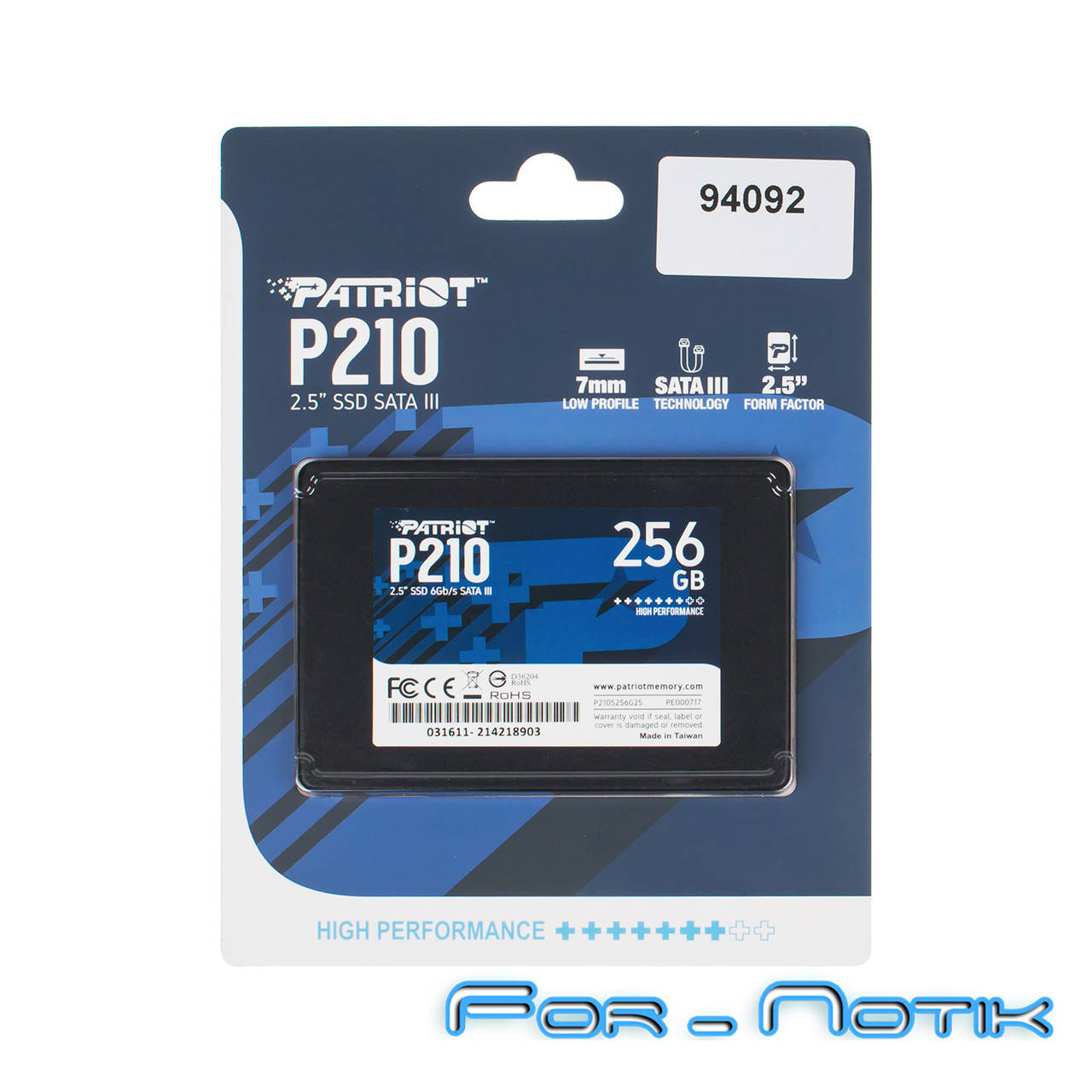 Жесткий диск 2.5" SSD 256Gb Patriot P210 Series, P210S256G25, TLC 3D, SATA-III 6Gb/s, зап/чт. - 400/500мб/с
Жесткий диск 2.5" SSD 256Gb Patriot P210 Series, P210S256G25, TLC 3D, SATA-III 6Gb/s, зап/чт. - 400/500мб/с