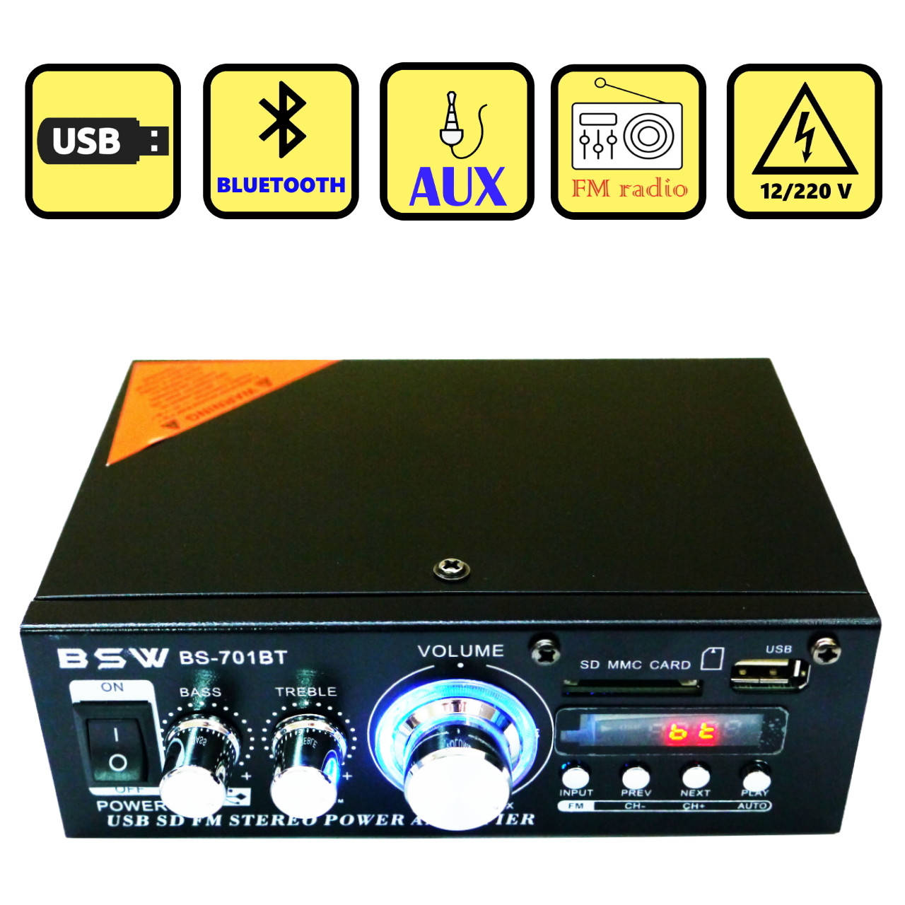 Усилитель звука BSW BS-701BT USB SD FM радио MP3 Bluetooth домашний стерео усилитель с блютуз
Усилитель звука BSW BS-701BT USB SD FM радио MP3 Bluetooth домашний стерео усилитель с блютуз