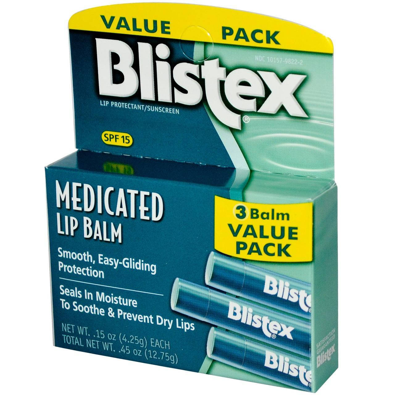 Blistex, Бальзам для губ с лечебным действием, Защита губ / Солнцезащитный фильтр SPF 15, в упаковке 3
Blistex, Бальзам для губ с лечебным действием, Защита губ / Солнцезащитный фильтр SPF 15, в упаковке 3