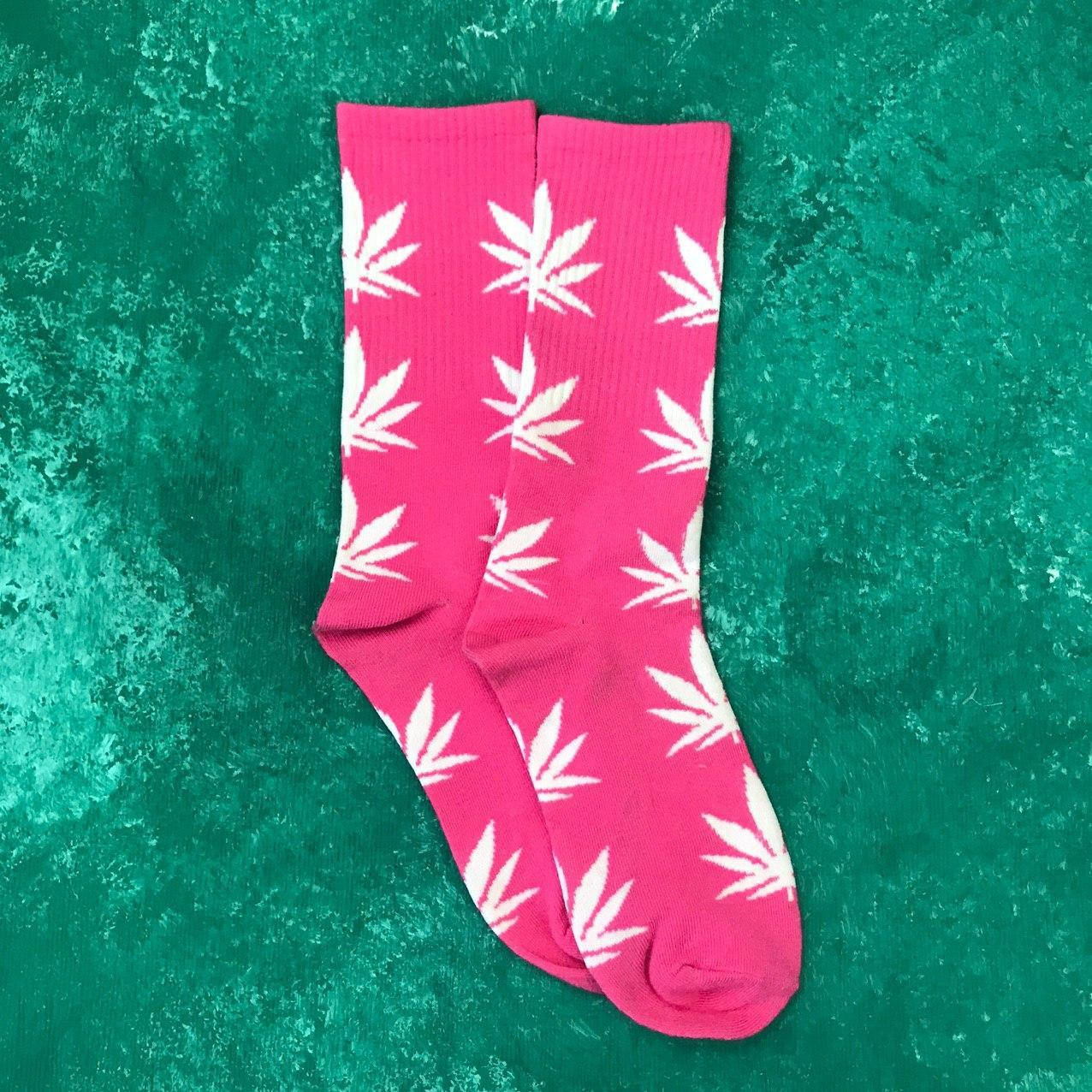 Носки Высокие Женские Мужские City-A HUF Plantlife Розовые с Белым листом 37-43, Розовый 
Носки Высокие Женские Мужские City-A HUF Plantlife Розовые с Белым листом 37-43, Розовый