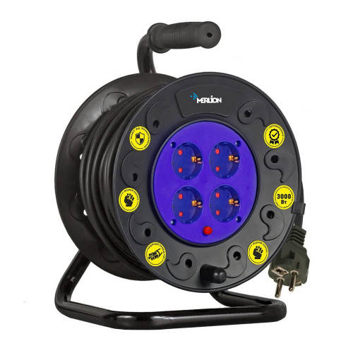 Удлинитель на катушке MERLION 2х2,5, 15 м, 16А, 220В, 4xSCHUKO socket, кабель нг-LS, Q4
Удлинитель на катушке MERLION 2х2,5, 15 м, 16А, 220В, 4xSCHUKO socket, кабель нг-LS, Q4