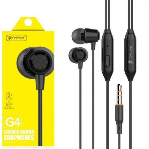 Наушники с микрофоном Celebrat G4 — Black вакуумные проводные для телефона, Черный
Наушники с микрофоном Celebrat G4 — Black вакуумные проводные для телефона, Черный